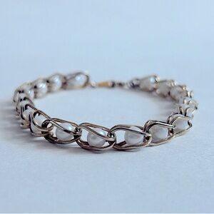 Vintage Avon Gold Tone Caged Faux Pearl Bracelet